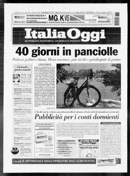 Italia oggi : quotidiano di economia finanza e politica